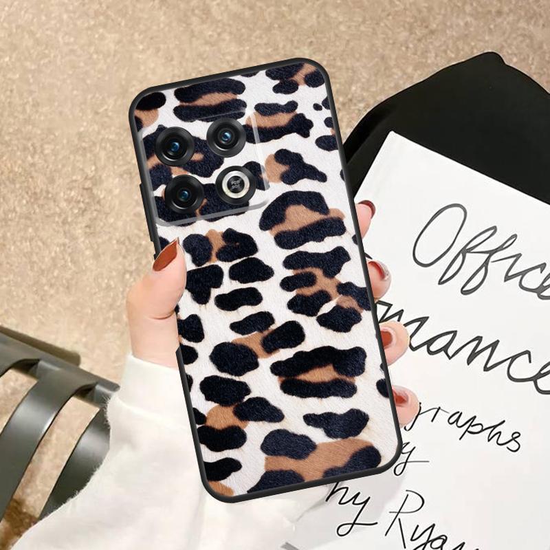 Black and White Leopard Texture Case For OnePlus 15 15R 13R 13 13T 12 12R 11 10 Pro 10T 8T Nord 5 CE 3 2 4 Lite N20 N30 Cover