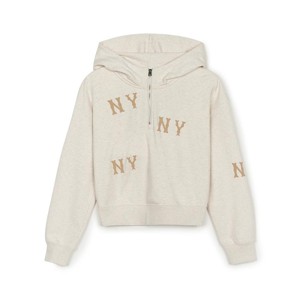 

New MLB New York Yankees Megagram Sweatshirt Women s Ecru 3FHDG0144-50OTS M