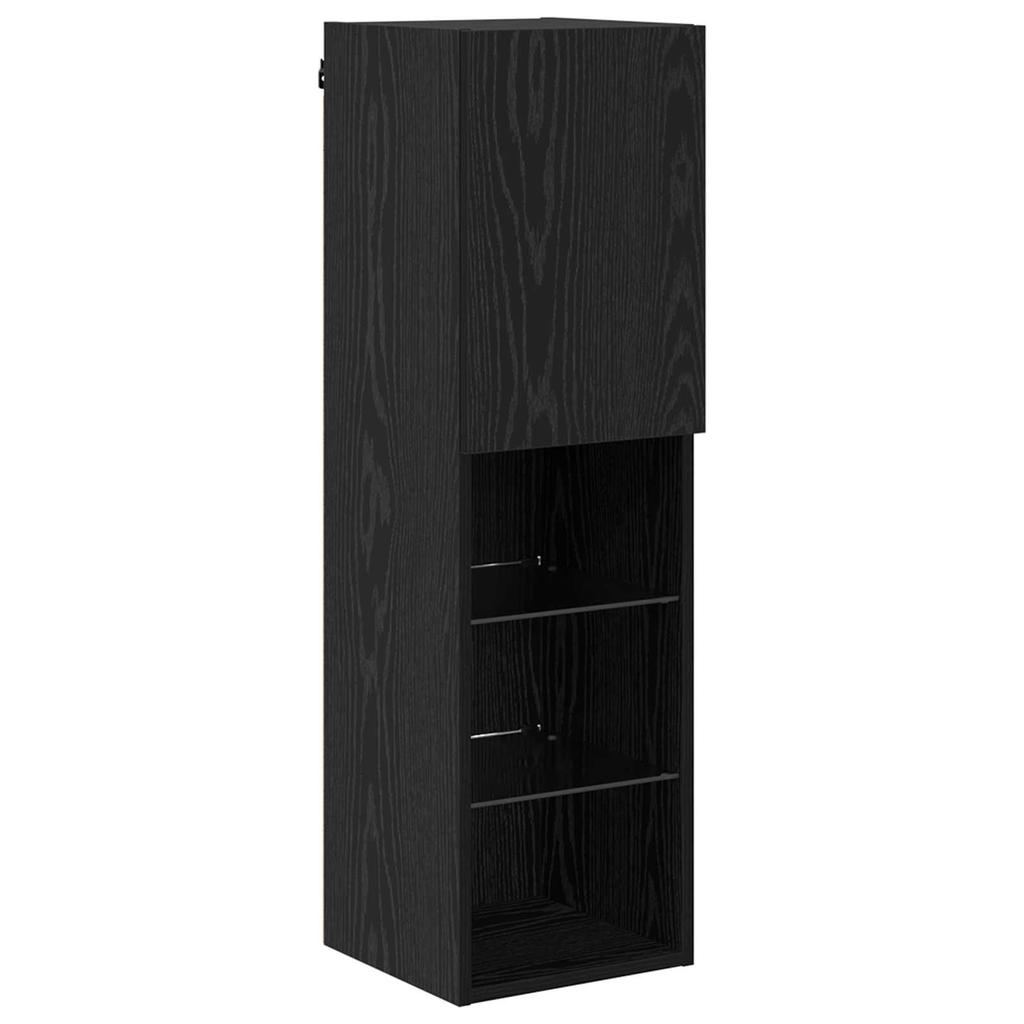 TV Wall Shelf Set 7 pcs Black Oak Effect Wood Based Panel