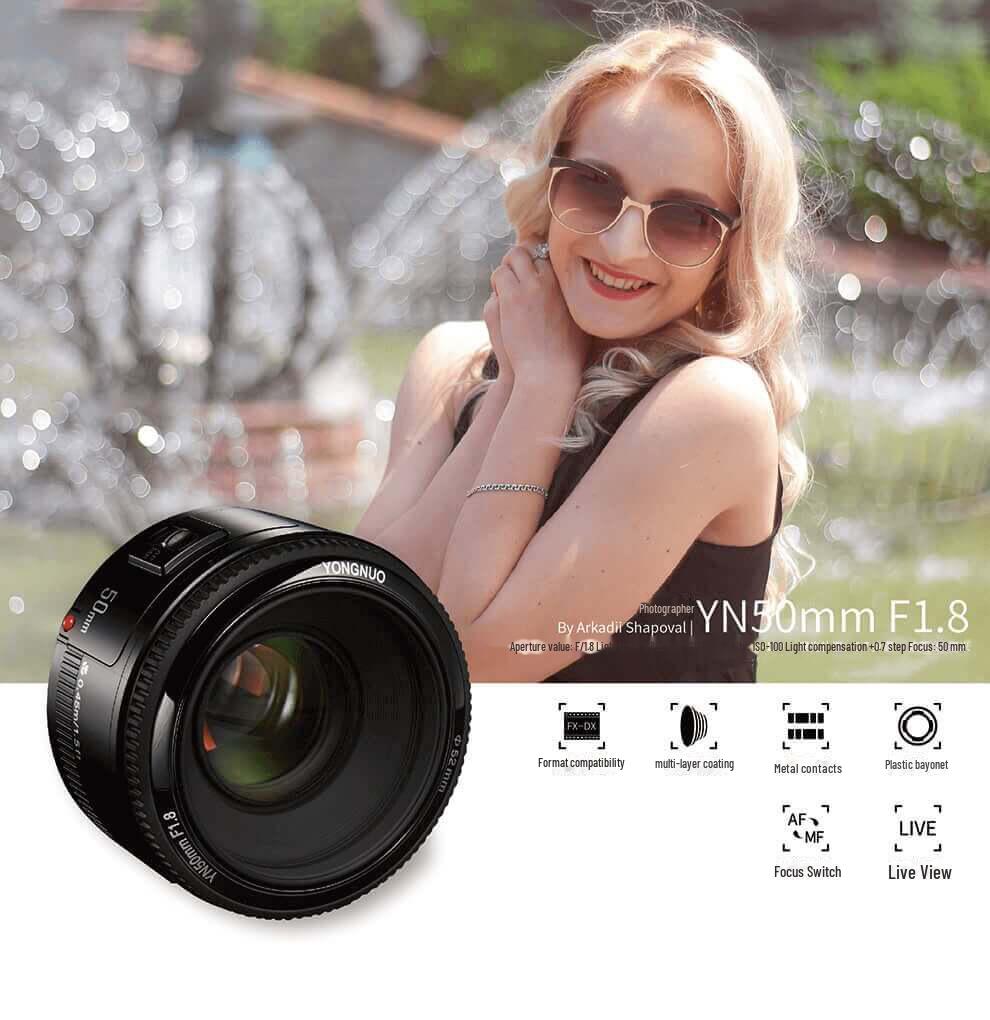 Obiectiv YONGNUO 50mm F1.8 pentru Canon: Focalizare automată, focalizare fixă, estompare fundal portret