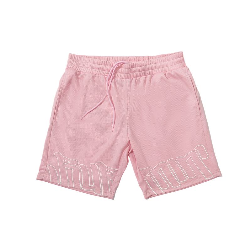 

Burnin* Mesh Horizontal Cut-Out Logo Casual Shorts for Men, Summer Basic Loose Sports Pants, Versatile and Trendy Pink 2XL