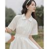 Summer Arts Academy Wind Doll Collar Solid Color Waist Dress Female First Love Small White Dress