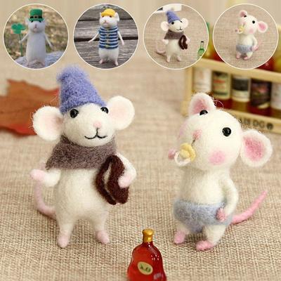 Wool Kits Poked Needle Kit Material Bag Mouse Ornament Felt Toy Doll Mouse Wool Felting