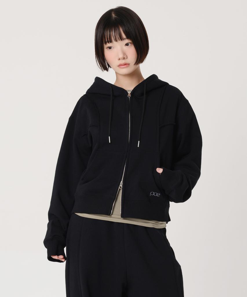 Peace Maker Low Cut Heavy Sweat Zip-Up Hoodie (Black)