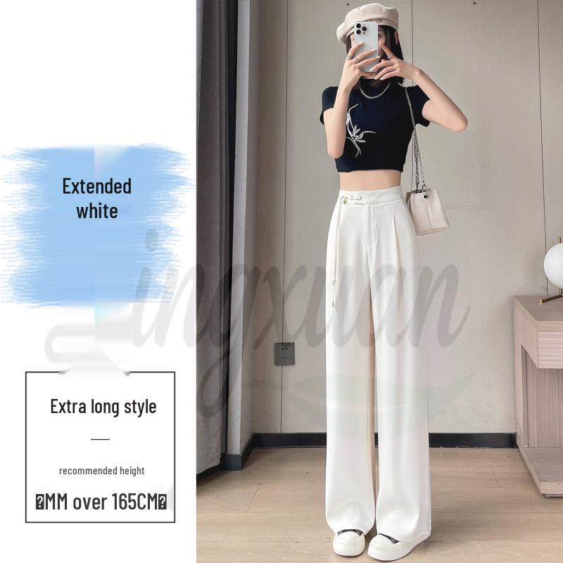 Summer 2026 Chinese Style High Waist Wide Leg Ice Silk Pants for Women