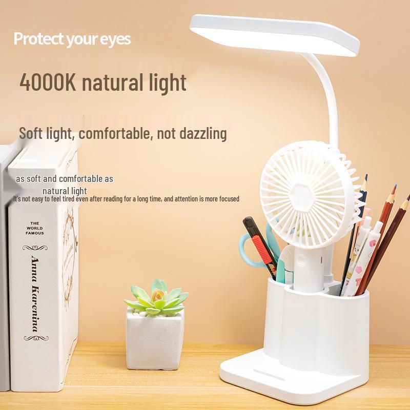 Kinderfreundliche Schreibtischlampe mit Stiftehalter und Ladeanschluss