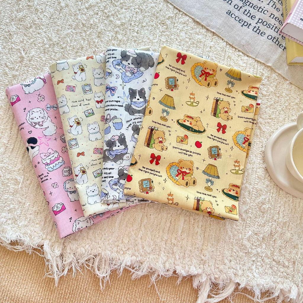 100% Cotton Digital Print Fabric: Korean Style Cartoon Animal & Floral Design for Women's, Children's Clothing & Homewear DIY