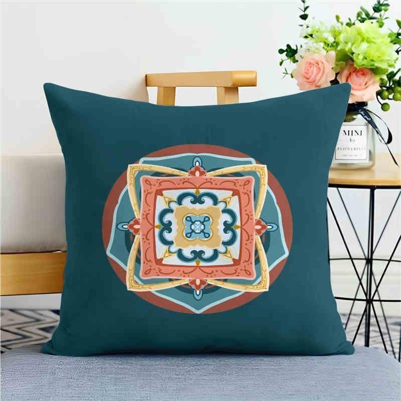

Classical pattern pillow coversofa living room cushion cover officewaist pillow bedside square pillowcase removable and washable 16x16Inch