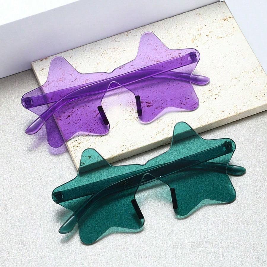 Star-Shaped Candy Color Frameless Funny Star Glasses, Unisex, Party Gifts, Women's Star Glasses, Fashionable Star Glasses