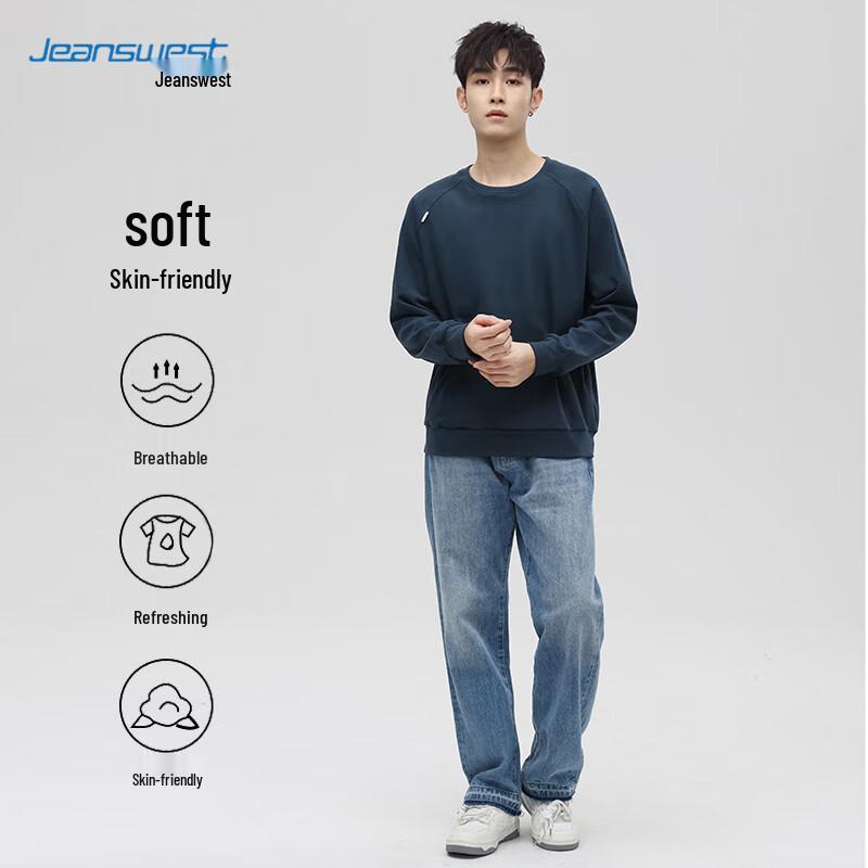 JEANSWEST Men's DWR Fleece Long-Sleeve Crewneck Sweatshirt