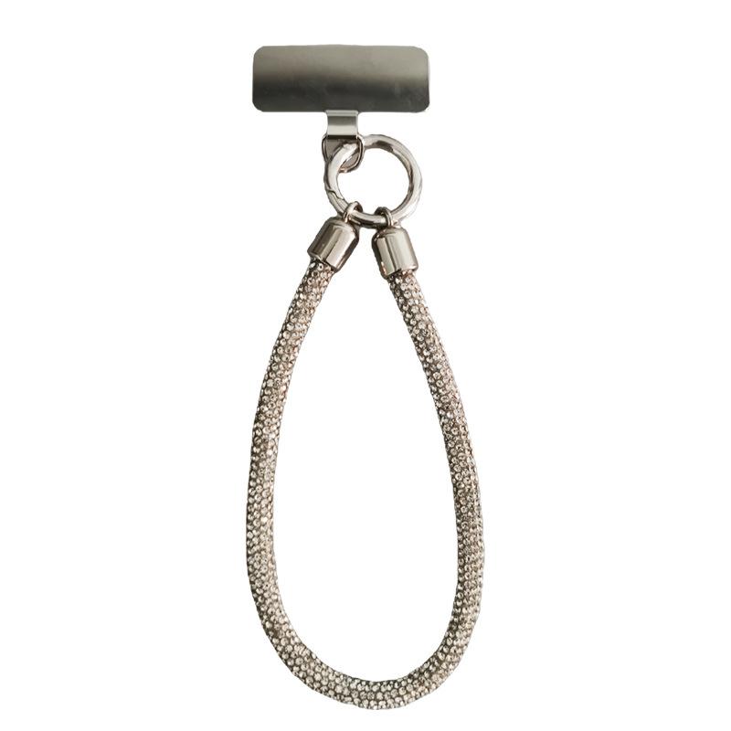 Neues Voll-Diamant-Handy-Lanyard, leichter Luxus-Stil, kurze Kette, zum Halten in der Hand, Handgelenk-Hänger, Blitz-Diamant mit Metallclip, Universal