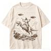 2026 Hot Sale Cartoon Dinosaur Print Fashion Tshirt Unisexs Unisex Distressed Vintage Tee Student Fashion Design Vacation Top