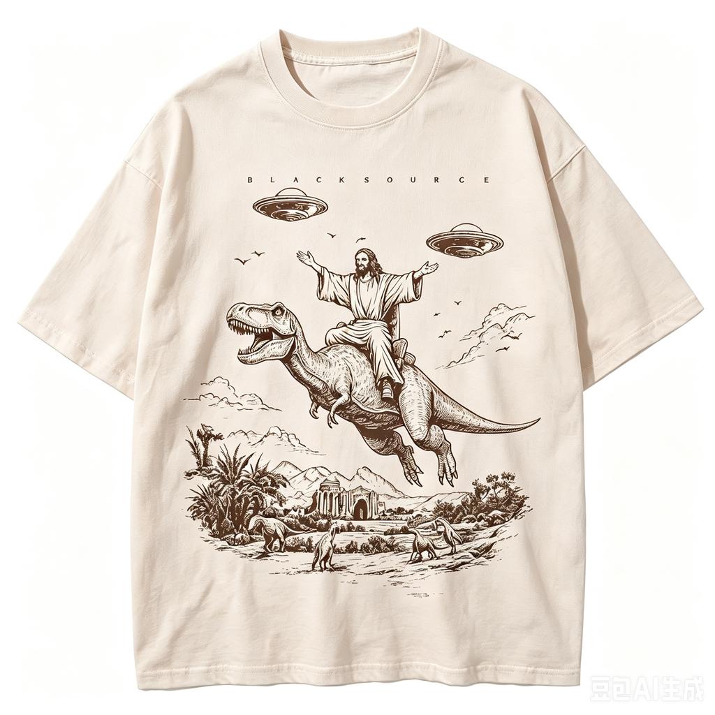2026 Hot Sale Cartoon Dinosaur Print Fashion Tshirt Unisexs Unisex Distressed Vintage Tee Student Fashion Design Vacation Top