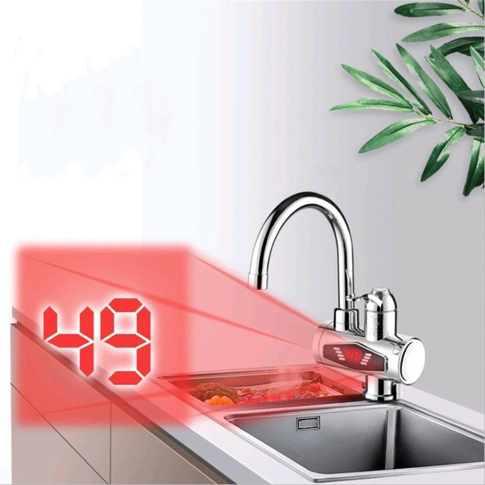 Electric Faucet Kitchen Bathroom Instant Heating Faucet Water with LED Digital Display Water Faucet Cold and Warm Dual-use Model