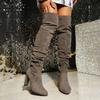 Fashionable New Long Comfortable Knight Boots Autumn Winter Sexy Solid Color Round Toe Painted Banquet High-heeled Women's Boots