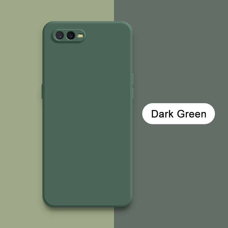

Квадратний рідкий силіконовий чохол для OPPO K1 R15x R17 RX17 Neo Camera Protective 360 ​​Shockproof Soft Phone Cover OPPOK1 RX17Neo Funda OPPO R15x темно-зелений колір