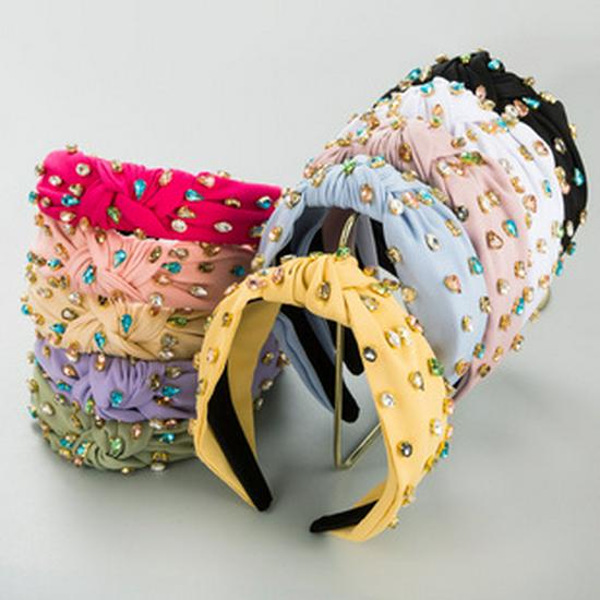 Vintage Rhinestone Floral Headband – Trendy Korean-Style Colorful Women's Hair Accessory