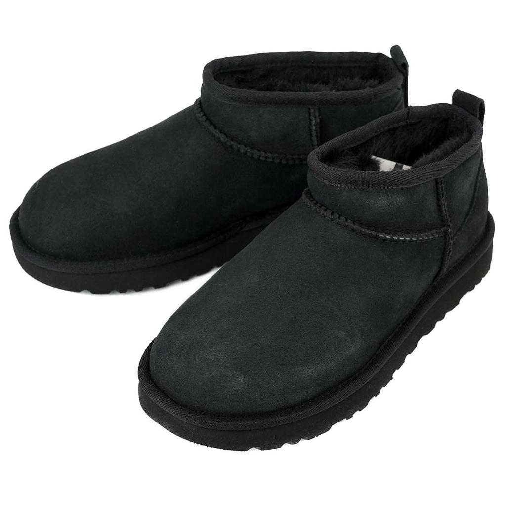 UGG Australia Sheepskin Ultra Short Boots CLASSIC ULTRA MINI [UGGL1116109] Black / Size 7 [Parallel Import]