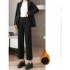 Plus Velvet Suit Pants Women's Loose Winter High Waist Was Thin and Small Black Pants Cigarette Pants