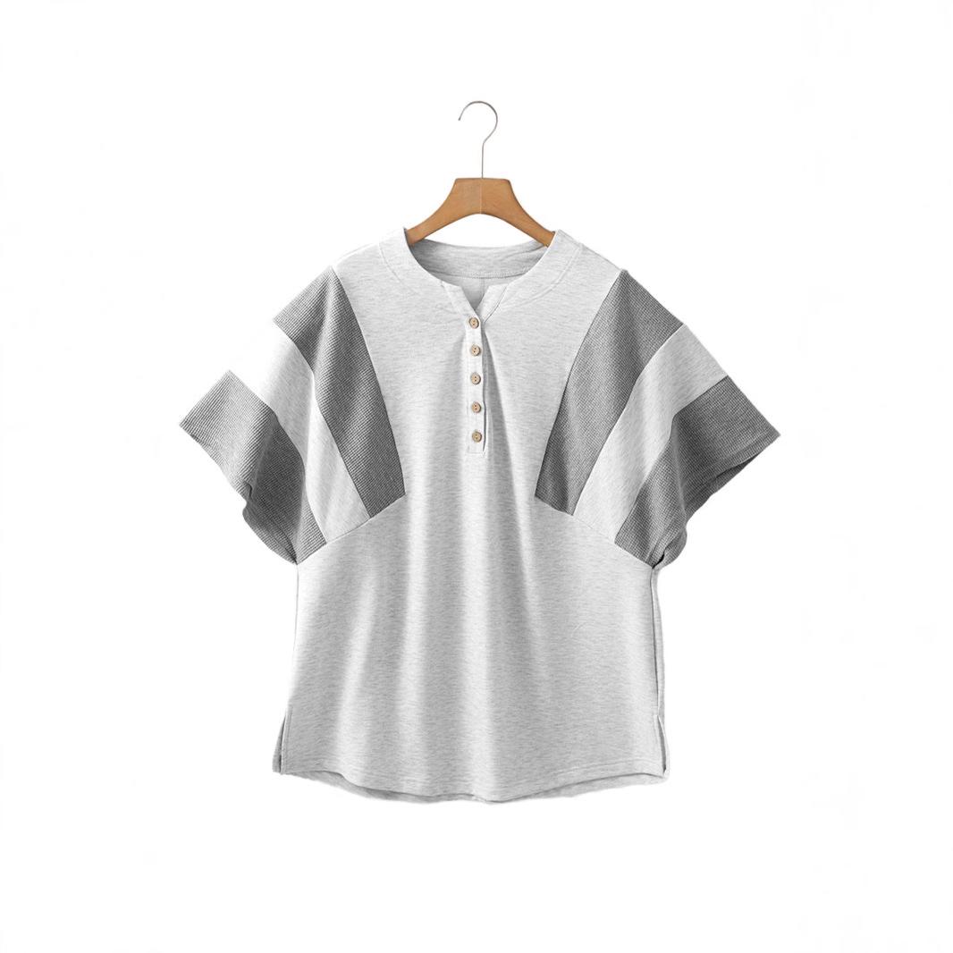 

Женская футболка-пуловер Shiying с цветными блоками, V-образным вырезом и короткими рукавами S чёрный