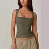 2025 European & American Women's Trendy Square Neck Slim Sleeveless Vest