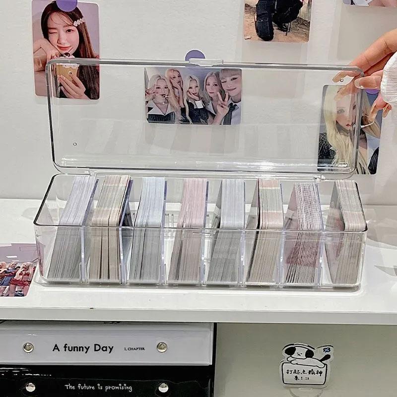 Blindbox aus Acryl mit großer Kapazität, Aufbewahrungsbox für Kpop-Fotokarten, tragbare, abnehmbare Organisationsbox mit Abdeckung, Box für Idol-Karten und Aufkleber