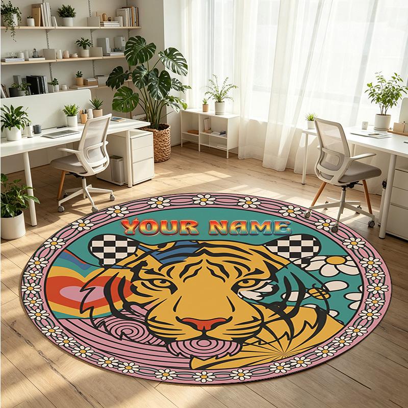 Animales salvajes (216) Alfombra de Terciopelo Redonda con Cristales Personalizada con Nombre y Texto Felpudo Personalizado Decoración del Hogar Alfombra de Cristal Antideslizante