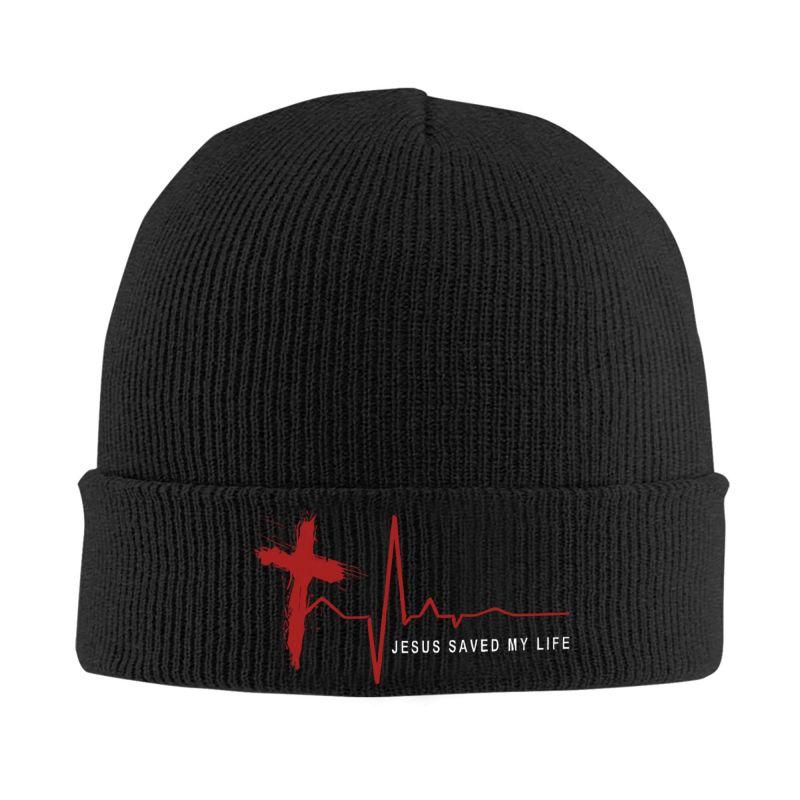 Jesus Cross Beanie Hats Skullies Beanies Jesus Saved My Life Knitted Hat Unisex Warm Soft Caps Autumn Winter Trendy Bonnet Hats
