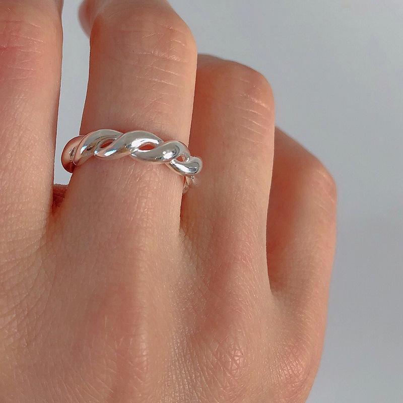 

925 Sterling Silver Women s Open Twist Ring - Minimalist Cold Style Open Adjustable