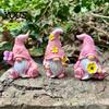 Resin Dwarf Figurines for Patio Balcony Halloween Gnome Statue, Spring Butterfly Bird Flower Decorative Desktop Accents Home Figurine Garden