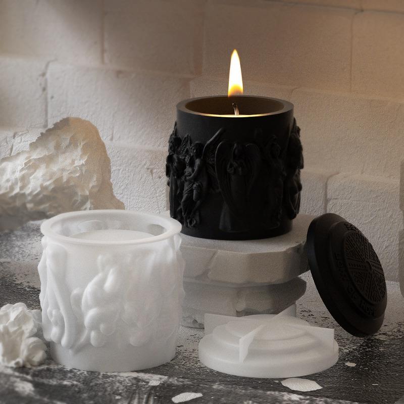 Statue Candle Cup Silicone Mold DIY Storage Jar Aroma Candle Resin Mold Gift Home Decoration