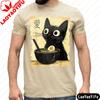 Black Cat Ramen Love Japanese Art Printed Shirt Summer Casual Fashion Unisex TShirt Cat Lovers Food Theme Tee Men Cotton Tops