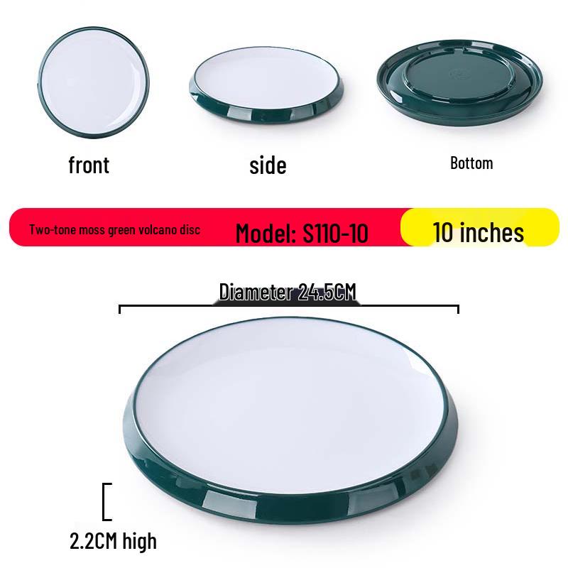 Nordic Round Melamine Shallow Plate for Buffets and Stir-Fry Dishes
