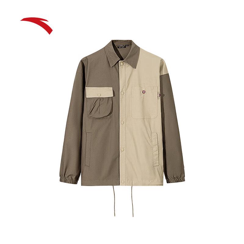 ANTA Unisex Color-block Patchwork Lapel Shirt 170/M
