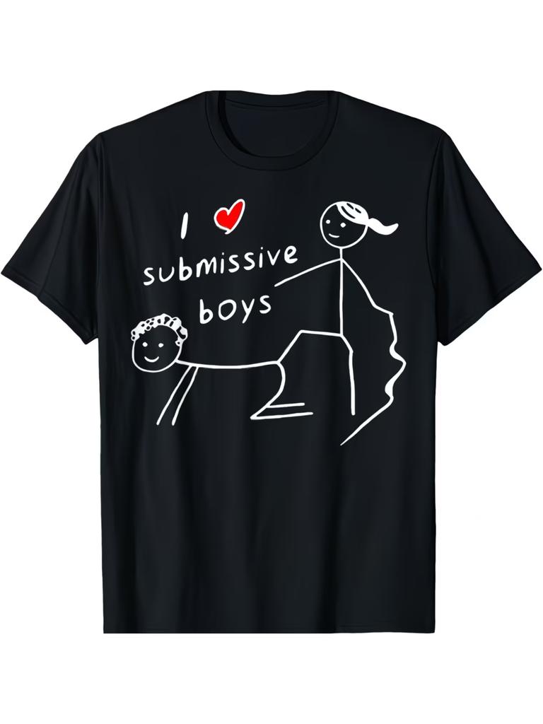 Unisexs Funny I Love Submissive Boys Design Graphic T Shirt Tee Unisex Oversize Summer Novelty Streetwear Vintage Ironic Humor Top