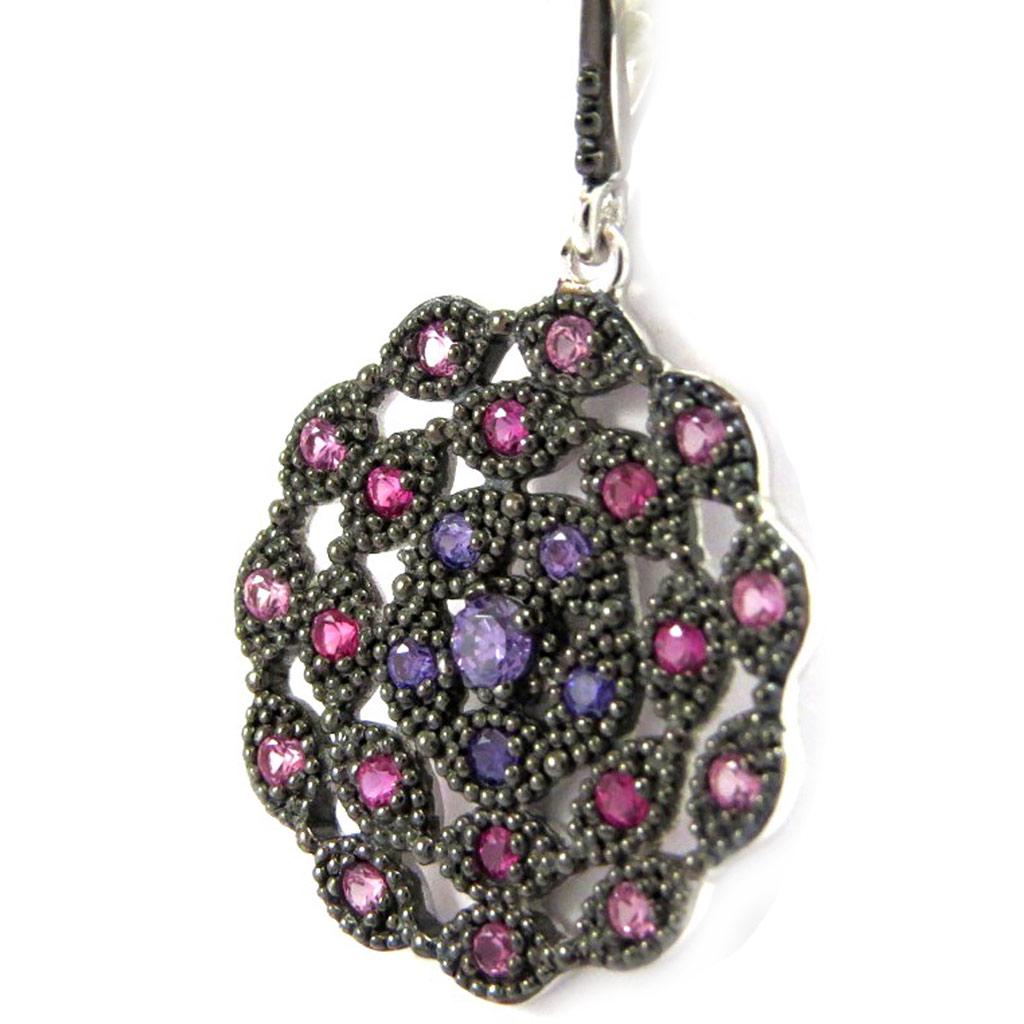 Les Trésors De Lily [L6691] - Purple 'Sappho' Silver Pendant (rhodium-plated) - 19 Mm