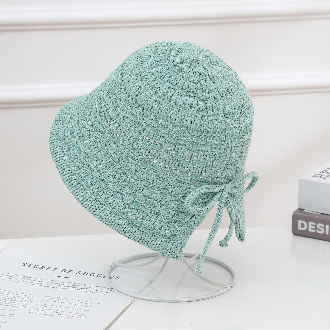 

Солнечная шляпа нового стиля для женщин, плетеная, с отверстием и завязками, вязаная соломенная шляпа, модная для прогулок, защита от солнца, шляпа рыбака