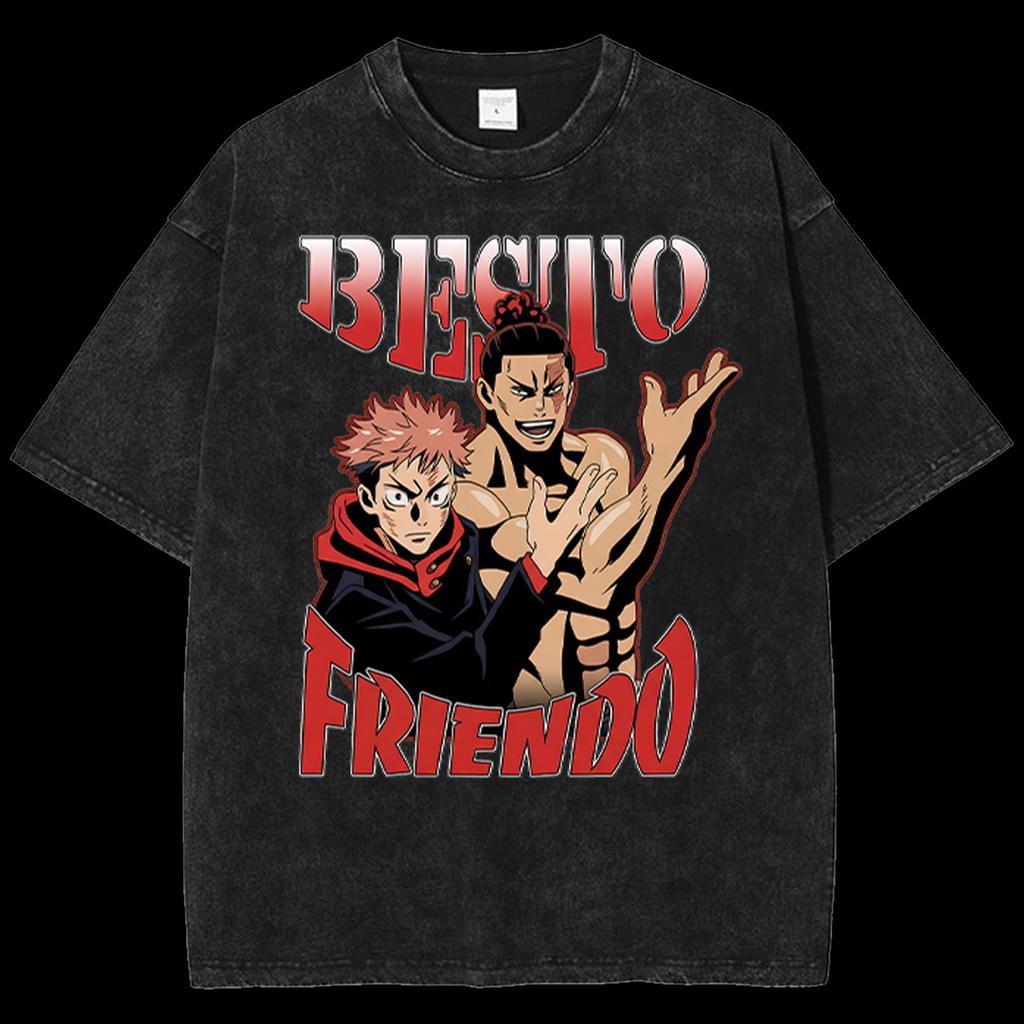 Jujutsu Kaisen Anime Graphic Washed Oversized Streetwear Y2k T-Shirt Men Women Pure Cotton High Quality Streetwear Short Sleeve Female Male Clothing