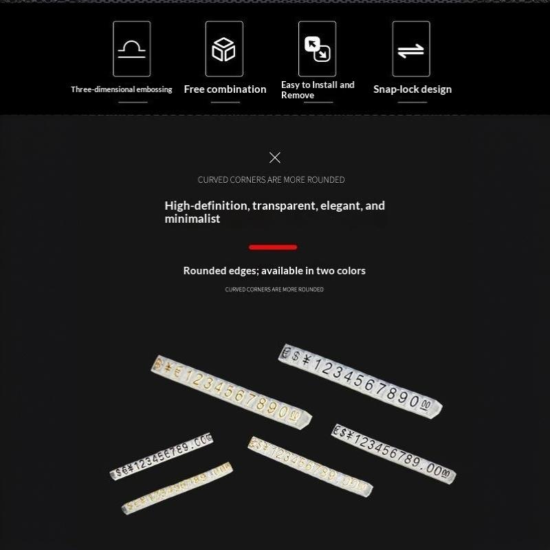 2Pcs Golden Silvery Black Number Letter Adjustable Mini Cube Price Tag Display Stand Tag Label Sets Of Number Labels