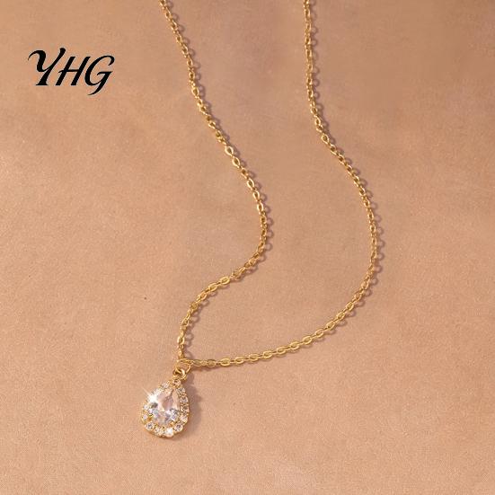 Birthday Gifts for Her Water Drop Necklace Women, Cubic Zirconia Rhinestone Versatile Jewelry Special Occasions Pendant, Sparkling Statement Cocktail