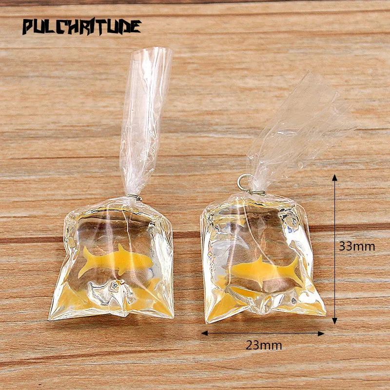 1Pcs 24*53MM DIY Transparent Resin Simulation Goldfish Pendant Jewelry