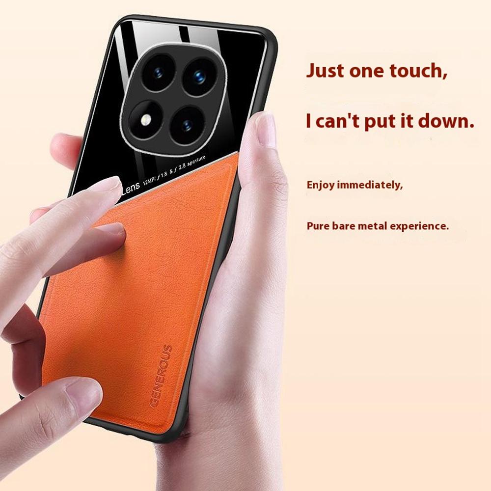 

For Xiaomi Redmi Note 14 Pro 4G Case Leather Coated PC+TPU Phone Back Cover Blue