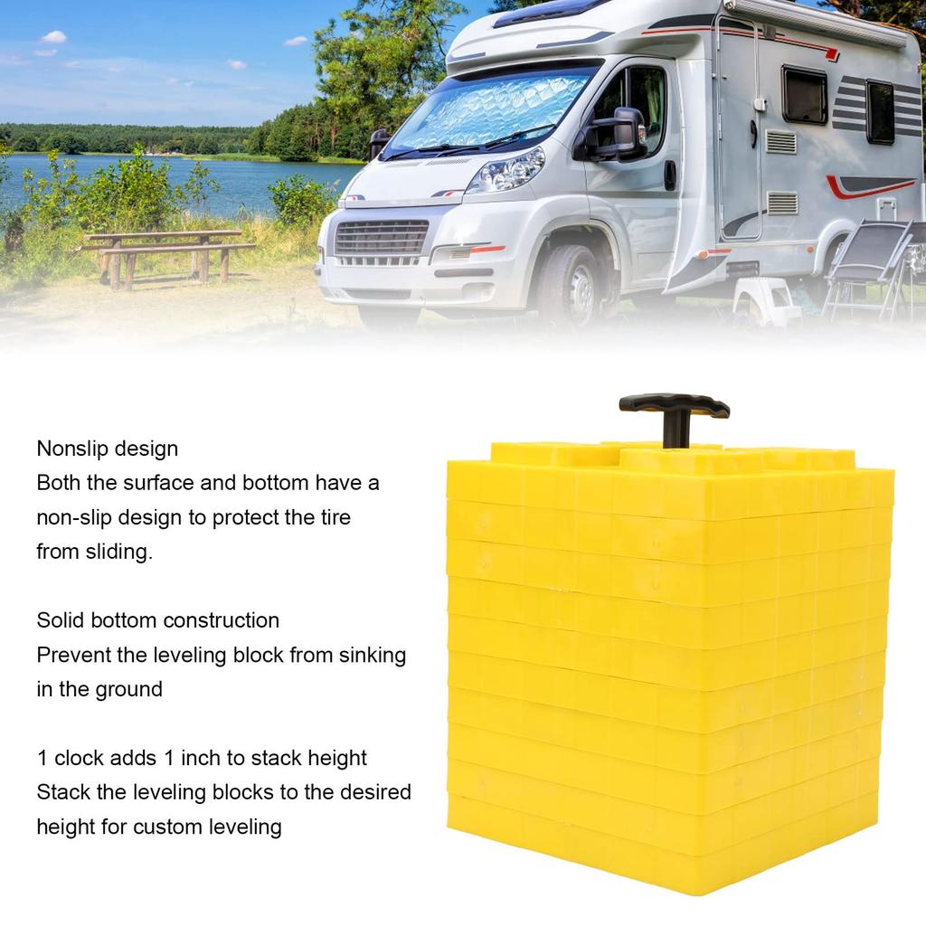 Heavy Duty Leveling Blocks, Camper Leveling Blocks, Anti-Slip Pad, Anti-Sinking Bottom, Durable, Ideal for