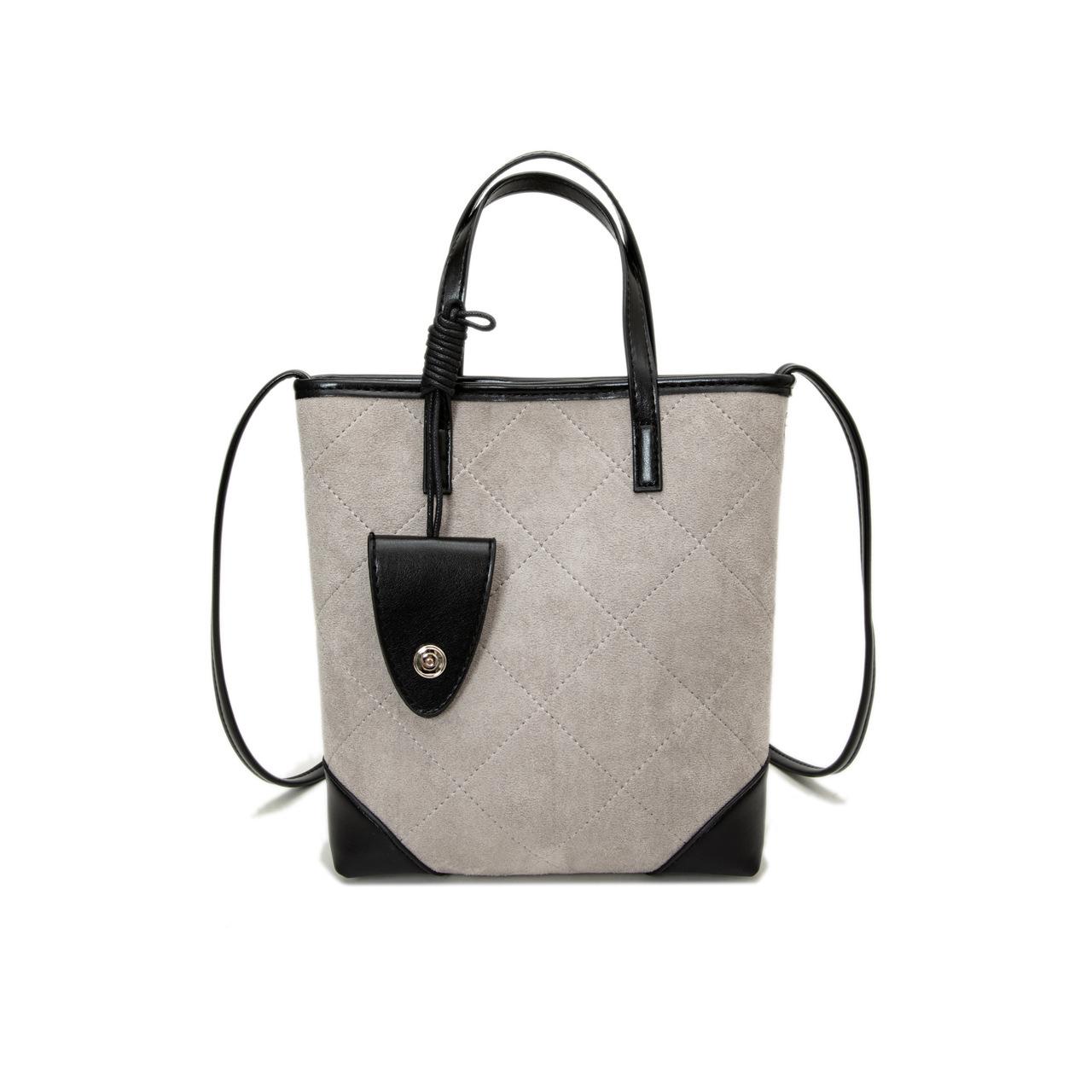 2025 Новая женская замшевая сумка-ведро Модная Универсальная Простая Премиальная Ромбовидная Маленькая Сумка Повседневная Портативная