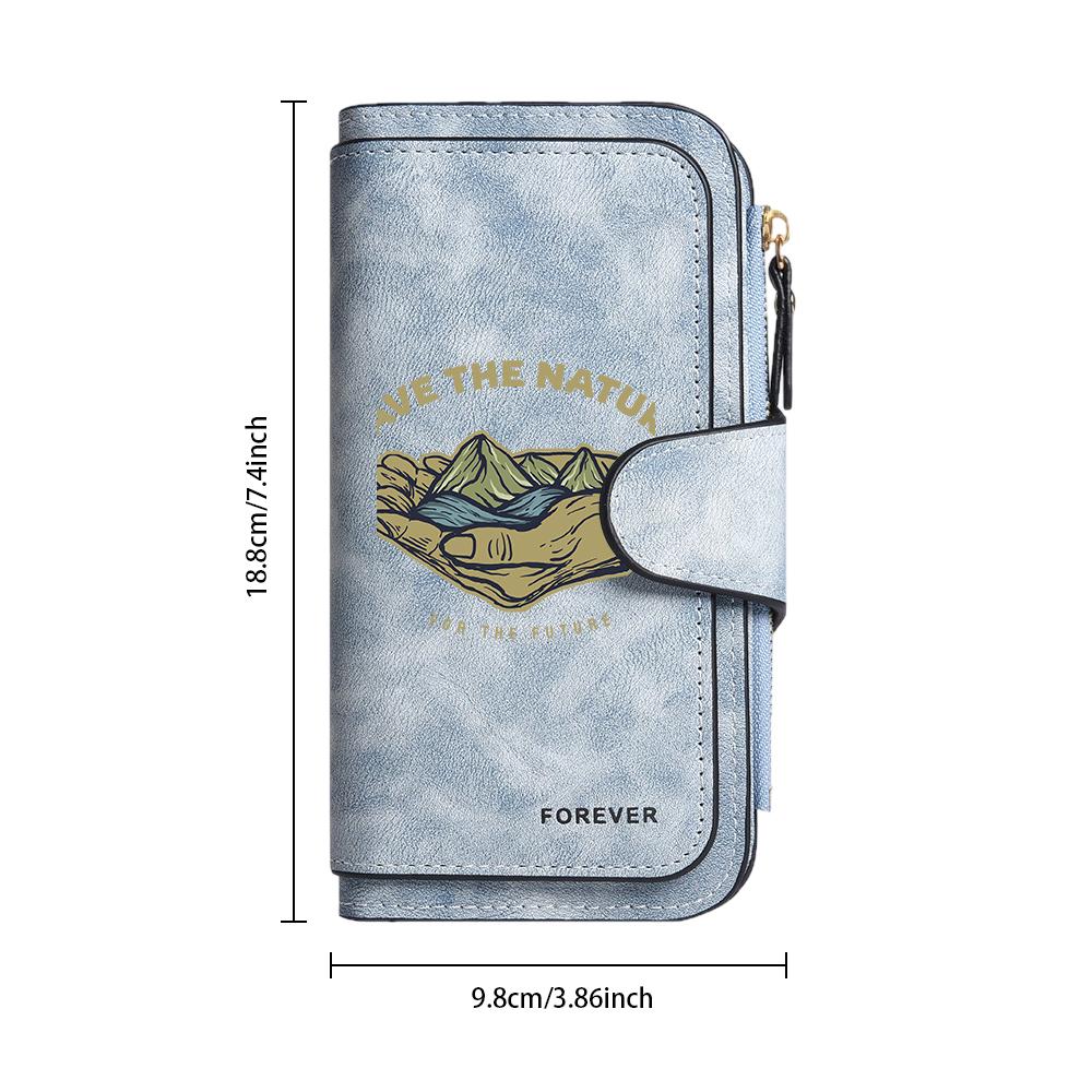 Vintage Nature Theme Long Wallet Multi Card Holder Fashion Portable Purse