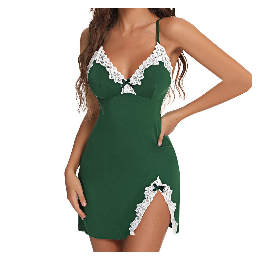 Damska bielizna nocna Seksowna koszulka nocna Plus Size Koronkowa babydoll Lingerie Dekolt w serek Halki nocne dla kobiet