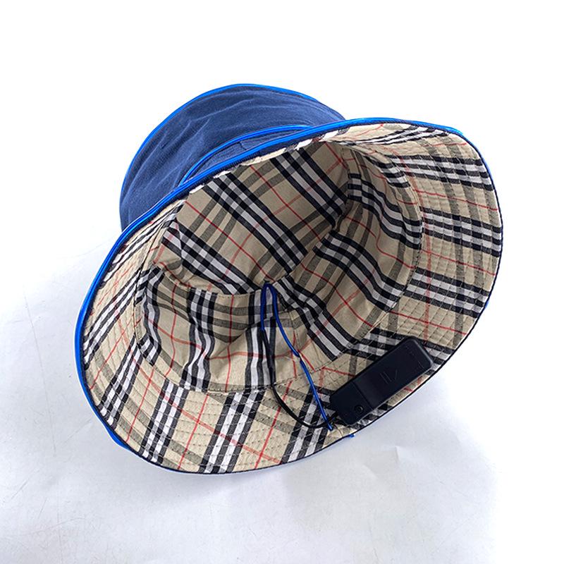 Unisex LED Világítós Hímzett Bucket Kalap Logóval és Egyszínű Lapos Tetővel