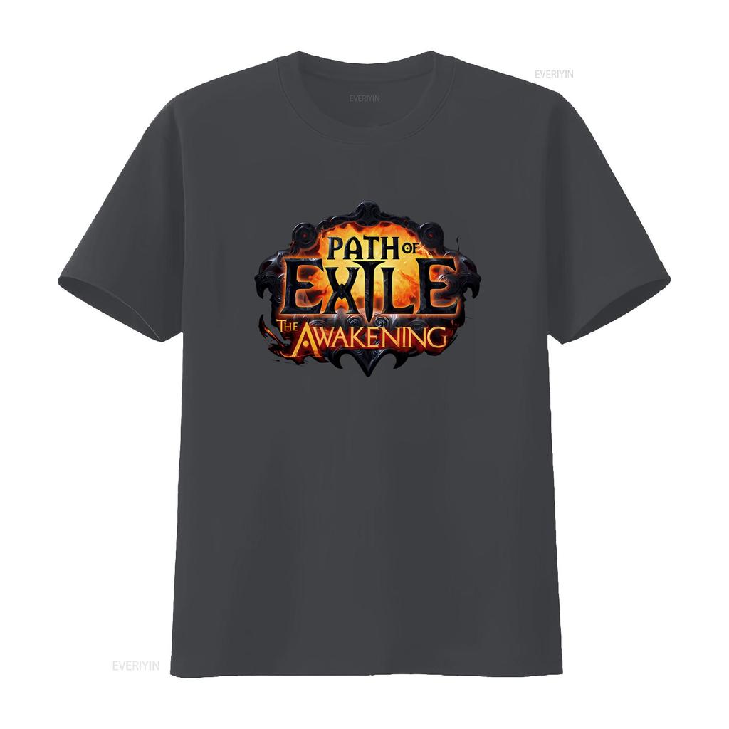 Men S Path of Exile The Awakening Video Game Promo T Shirt 4XL XXXXL Design Gaming Vintage Washed Versatile Slightly Fashion