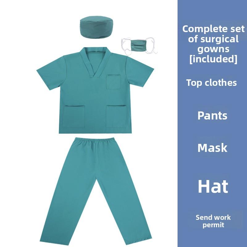 Kids Doctor Nurse Costume Set Role Play Pretend Play Preschool White Coat Outfit 110cm