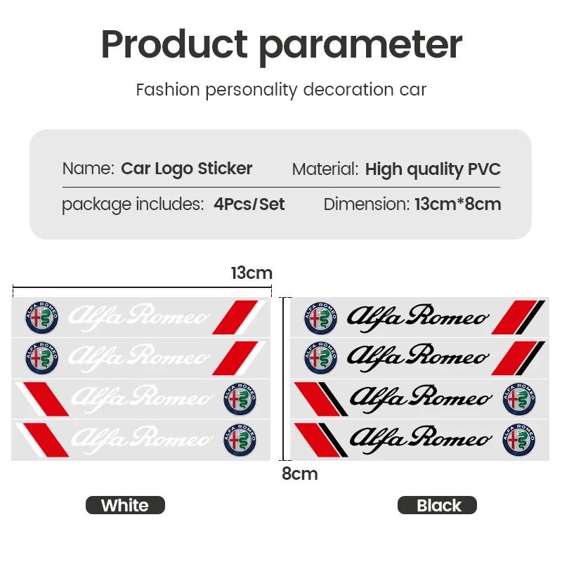 trbdm9 4P/Set Car Door Sticker Scratches Resistant Cover Auto Handle Stickers Emblem For Alfa Romeo 159 Giulietta Giulia 147 156 Mito